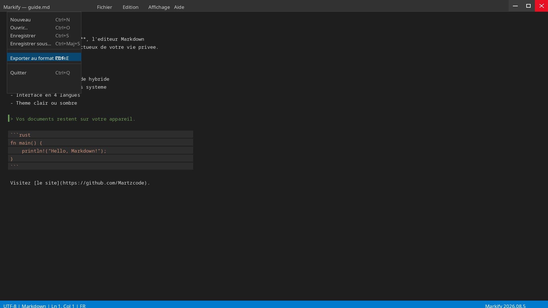 Native menus in dark theme
