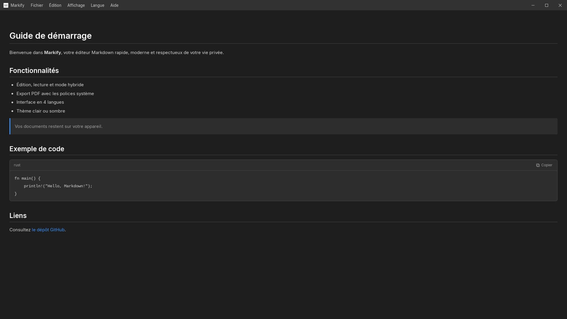 Reading mode in dark theme